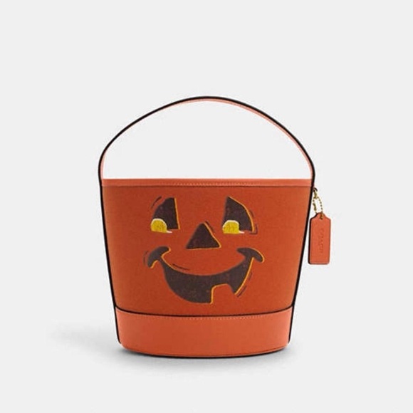 Coach Handbags - Coach Trick Or Treat Bucket Bag With Halloween Pumpkin In Regenerative Cotton